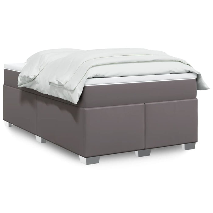 Pat box spring cu saltea, gri, 120x190 cm, piele ecologică - WALTI WALTI
