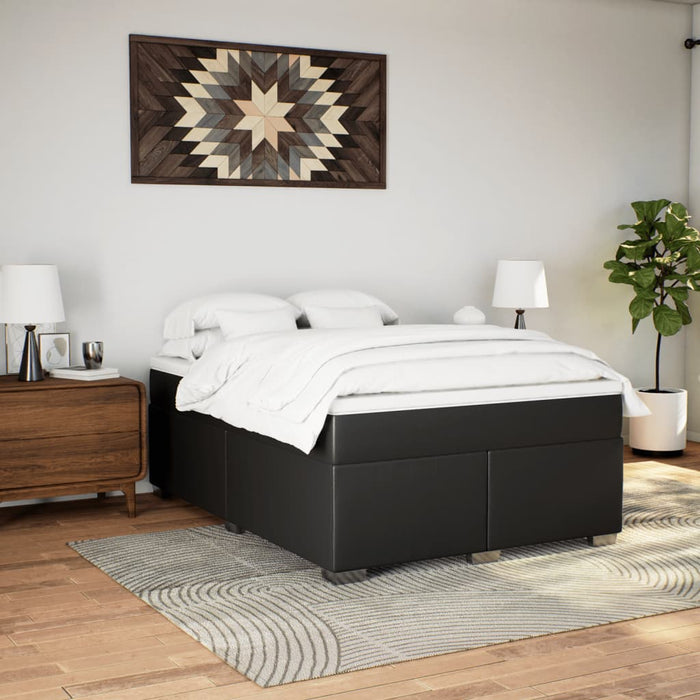 Pat box spring cu saltea, negru, 140x190 cm, piele ecologică - WALTI WALTI