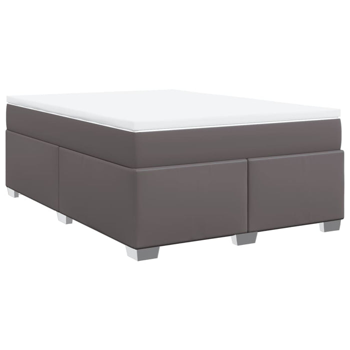 Pat box spring cu saltea, gri, 140x190 cm, piele ecologică - WALTI WALTI