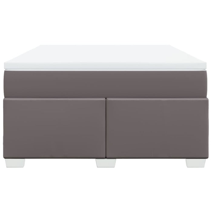 Pat box spring cu saltea, gri, 140x190 cm, piele ecologică - WALTI WALTI