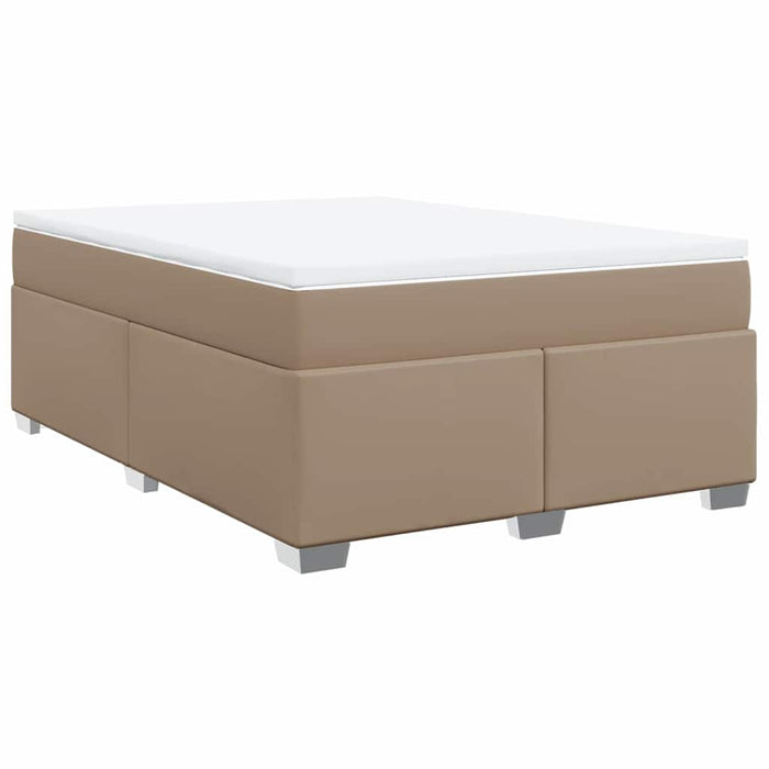Pat box spring cu saltea, cappuccino, 140x190cm piele ecologică WALTI