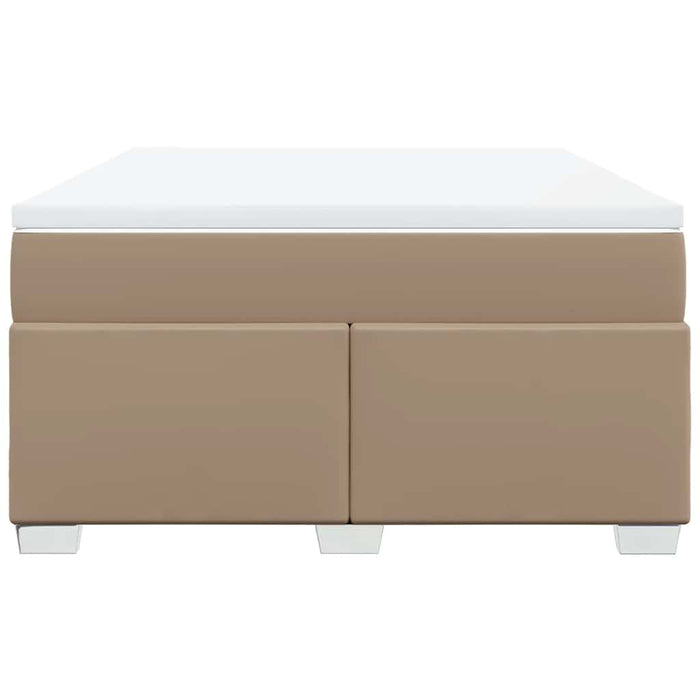 Pat box spring cu saltea, cappuccino, 140x190cm piele ecologică WALTI