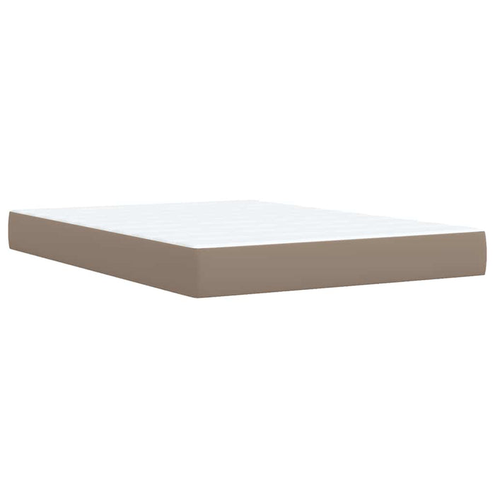 Pat box spring cu saltea, cappuccino, 140x190cm piele ecologică WALTI