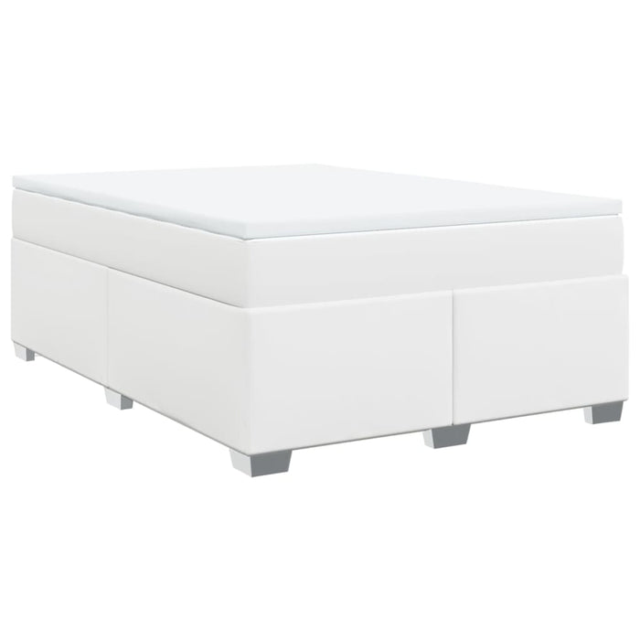 Pat box spring cu saltea, alb, 140x200 cm, piele ecologică - WALTI WALTI