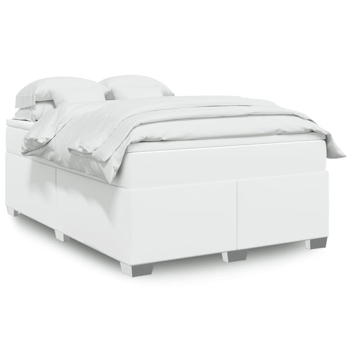 Pat box spring cu saltea, alb, 140x200 cm, piele ecologică - WALTI WALTI