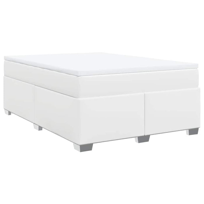 Pat box spring cu saltea, alb, 160x200 cm, piele ecologică - WALTI WALTI