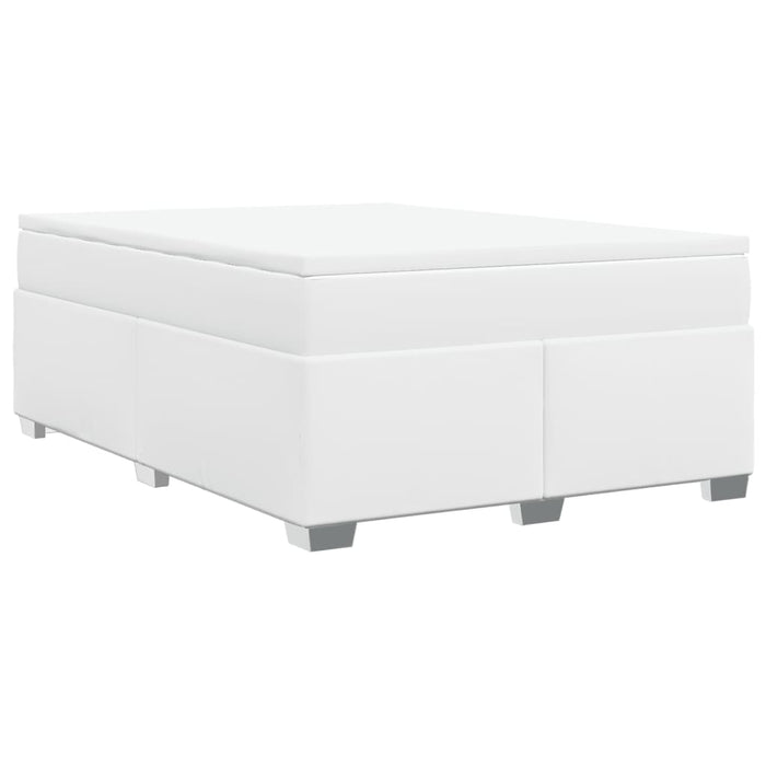 Pat box spring cu saltea, alb, 160x200 cm, piele ecologică - WALTI WALTI