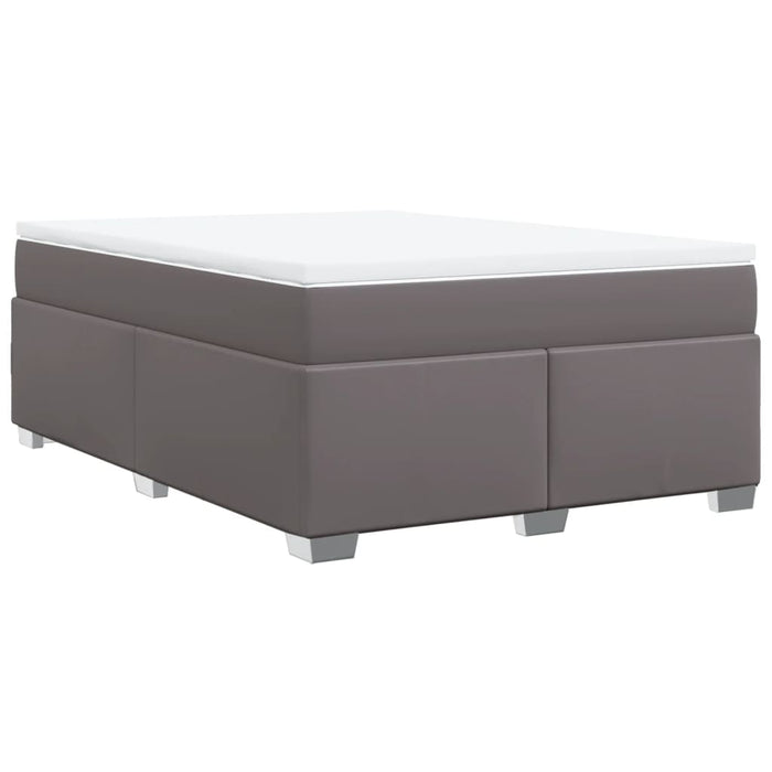 Pat box spring cu saltea, gri, 160x200 cm, piele ecologică - WALTI WALTI