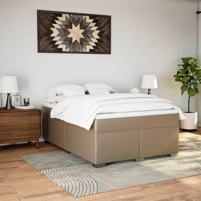 Pat box spring cu saltea, cappuccino, 160x200cm piele ecologică - WALTI WALTI