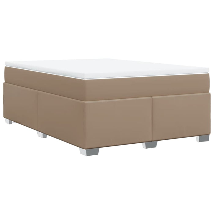 Pat box spring cu saltea, cappuccino, 160x200cm piele ecologică - WALTI WALTI
