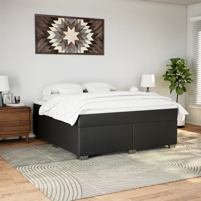 Pat box spring cu saltea, negru, 180x200 cm, piele ecologică - WALTI WALTI