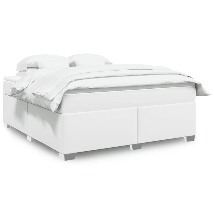 Pat box spring cu saltea, alb, 180x200 cm, piele ecologică - WALTI WALTI