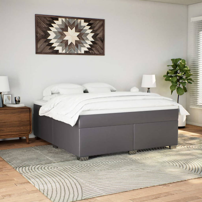 Pat box spring cu saltea, gri, 180x200 cm, piele ecologică - WALTI WALTI