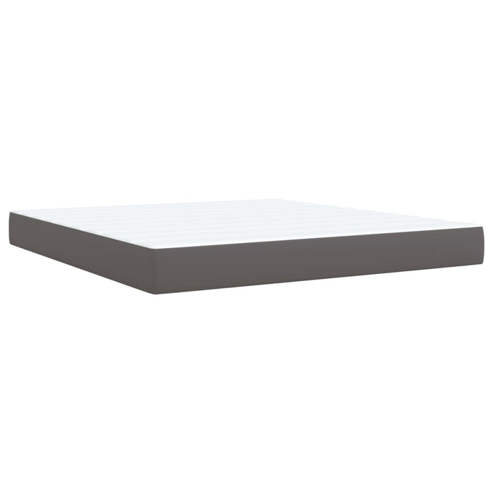 Pat box spring cu saltea, gri, 180x200 cm, piele ecologică - WALTI WALTI