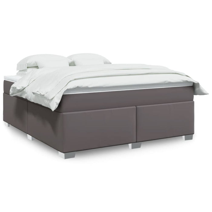 Pat box spring cu saltea, gri, 180x200 cm, piele ecologică - WALTI WALTI