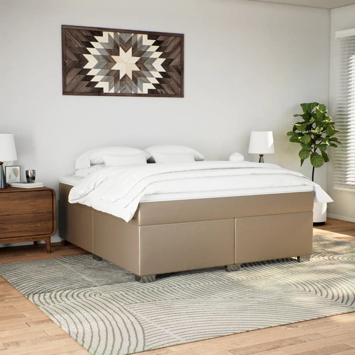 Pat box spring cu saltea, cappuccino, 180x200cm piele ecologică WALTI