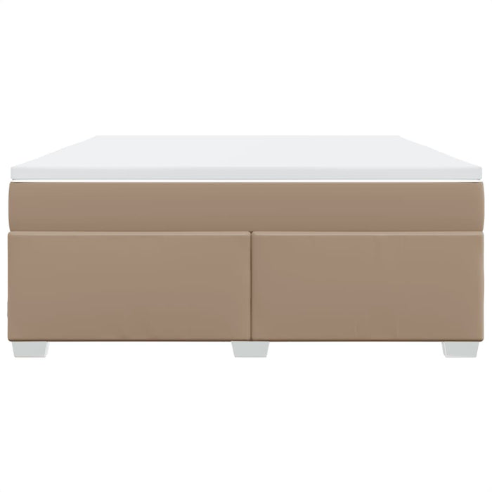 Pat box spring cu saltea, cappuccino, 180x200cm piele ecologică WALTI