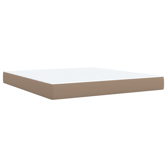 Pat box spring cu saltea, cappuccino, 180x200cm piele ecologică WALTI