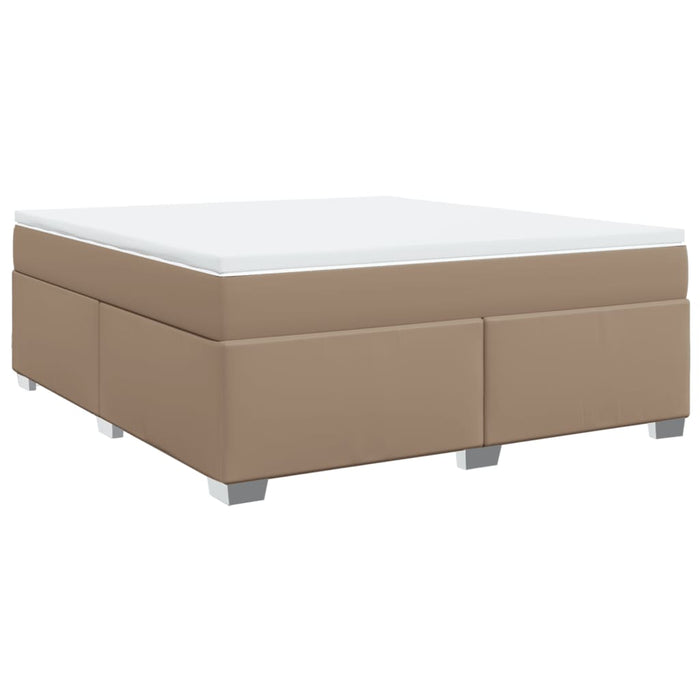 Pat box spring cu saltea, cappuccino, 180x200cm piele ecologică WALTI