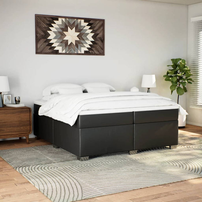 Pat box spring cu saltea, negru, 200x200 cm, piele ecologică - WALTI WALTI