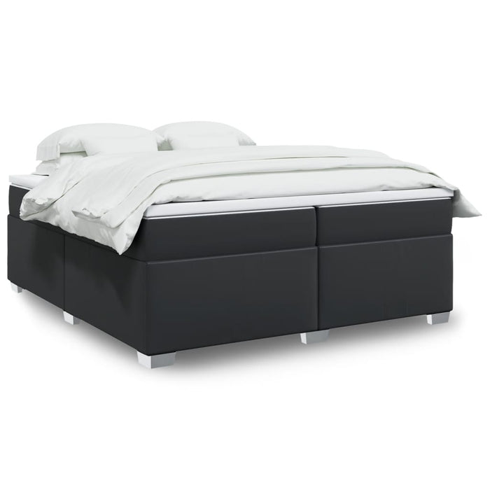 Pat box spring cu saltea, negru, 200x200 cm, piele ecologică - WALTI WALTI