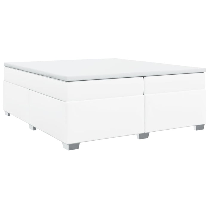 Pat box spring cu saltea, alb, 200x200 cm, piele ecologică - WALTI WALTI