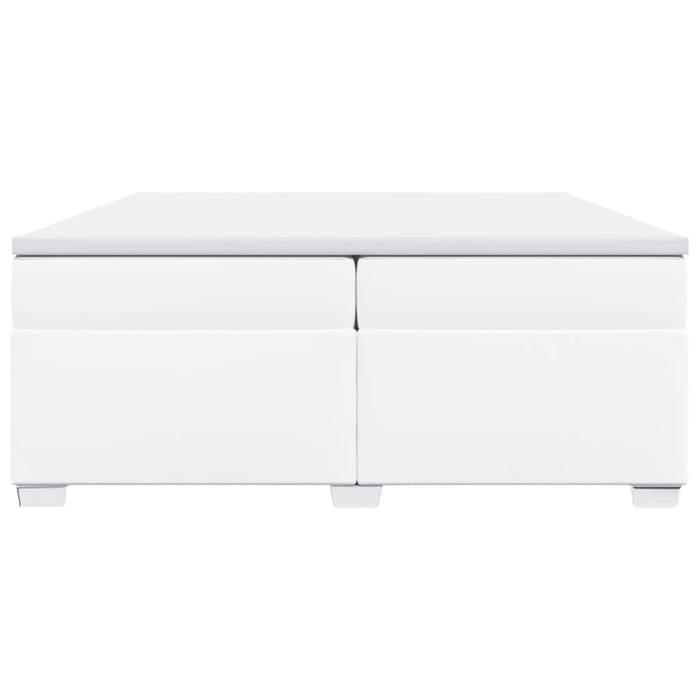 Pat box spring cu saltea, alb, 200x200 cm, piele ecologică - WALTI WALTI