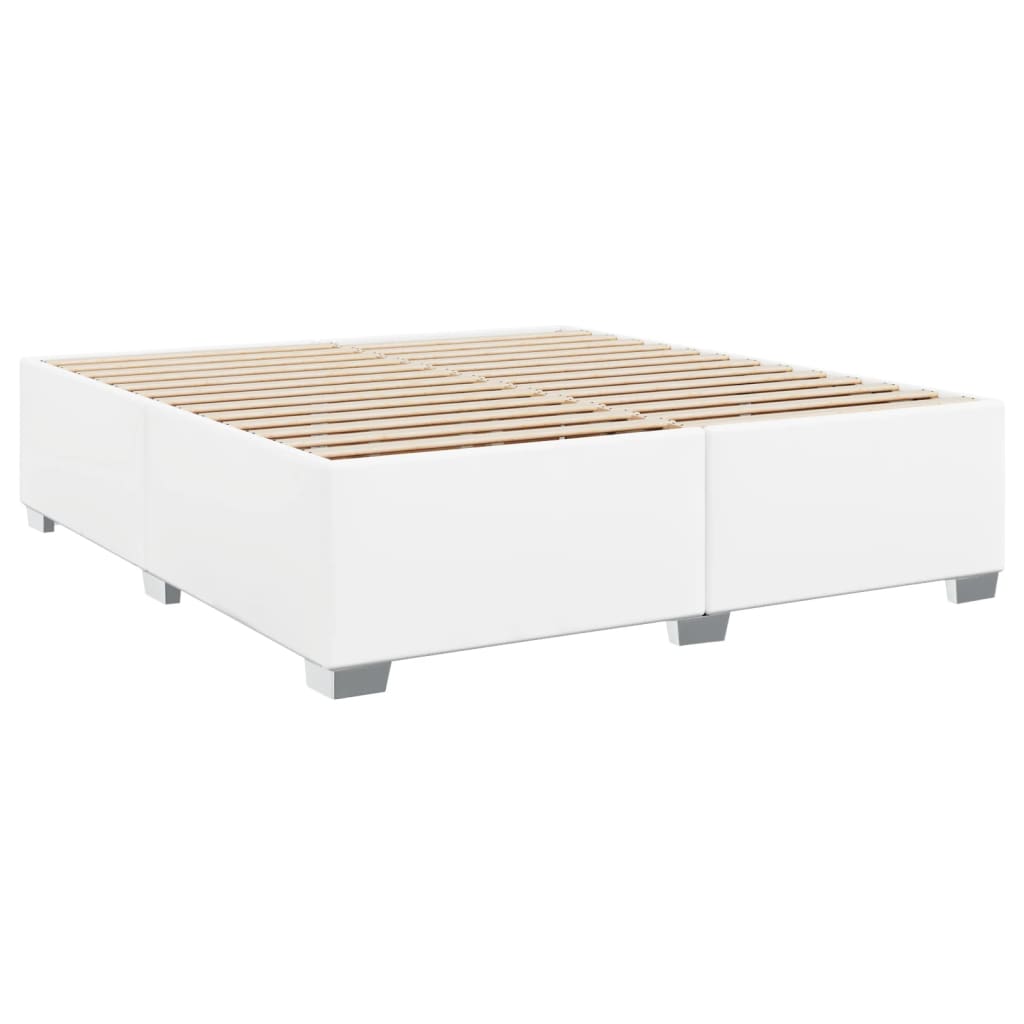 Pat box spring cu saltea, alb, 200x200 cm, piele ecologică - WALTI