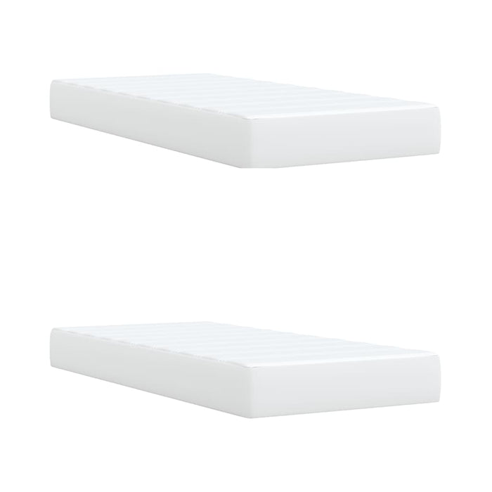 Pat box spring cu saltea, alb, 200x200 cm, piele ecologică - WALTI WALTI