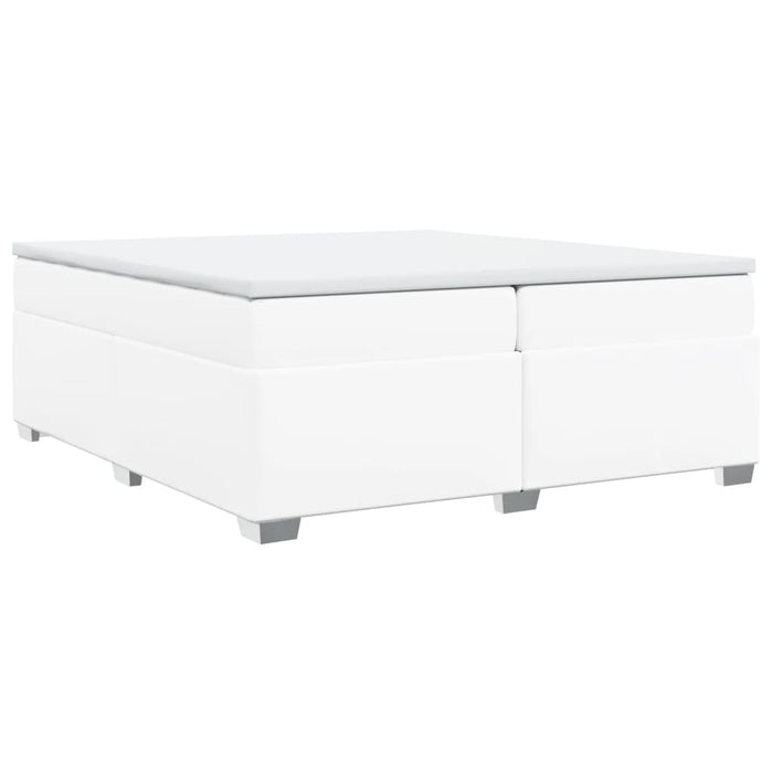 Pat box spring cu saltea, alb, 200x200 cm, piele ecologică - WALTI WALTI