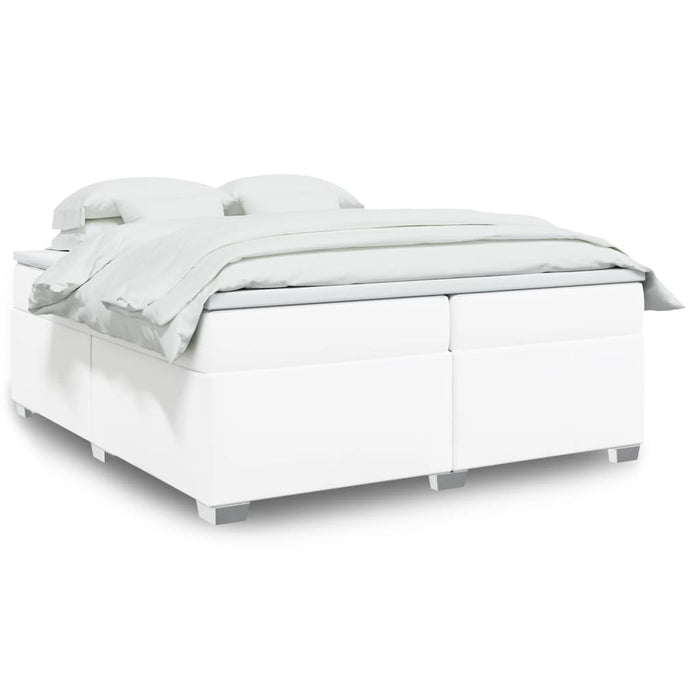 Pat box spring cu saltea, alb, 200x200 cm, piele ecologică - WALTI WALTI