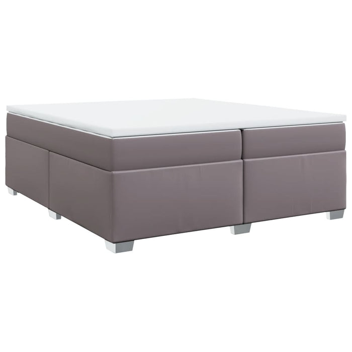 Pat continental cu saltea, gri, 200x200 cm, piele ecologică - WALTI WALTI