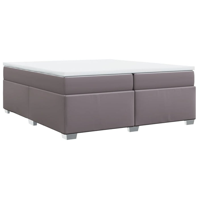 Pat continental cu saltea, gri, 200x200 cm, piele ecologică - WALTI WALTI