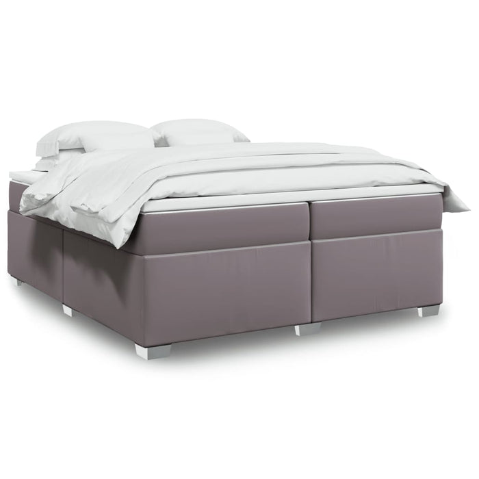Pat continental cu saltea, gri, 200x200 cm, piele ecologică - WALTI WALTI