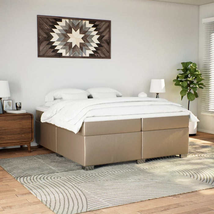 Pat continental cu saltea, cappuccino, 200x200 cm, piele eco WALTI