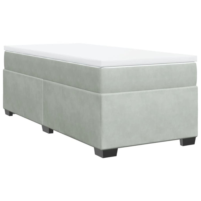 Pat continental cu saltea, gri deschis, 80x200 cm, catifea - WALTI WALTI