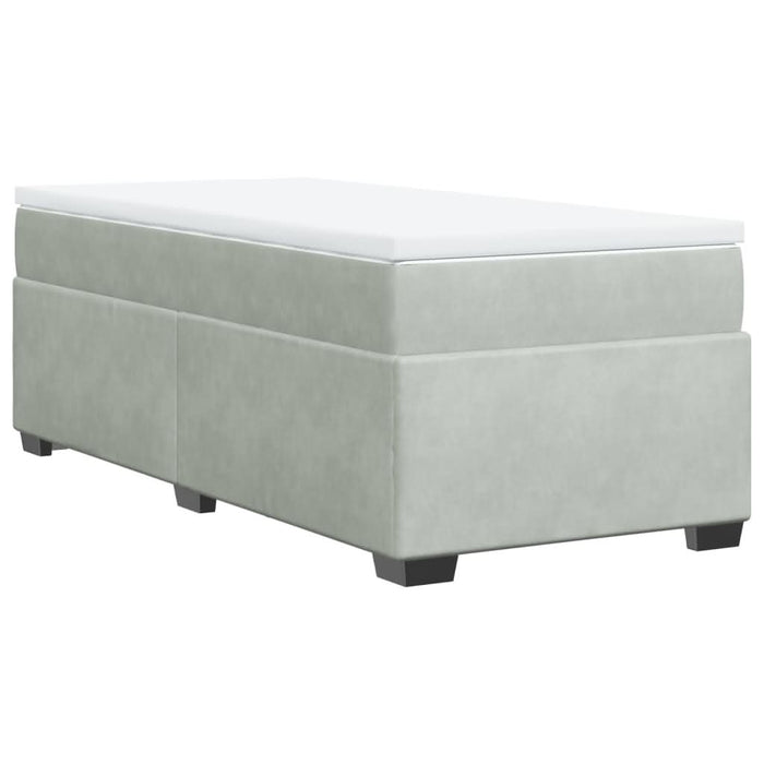 Pat continental cu saltea, gri deschis, 80x200 cm, catifea - WALTI WALTI