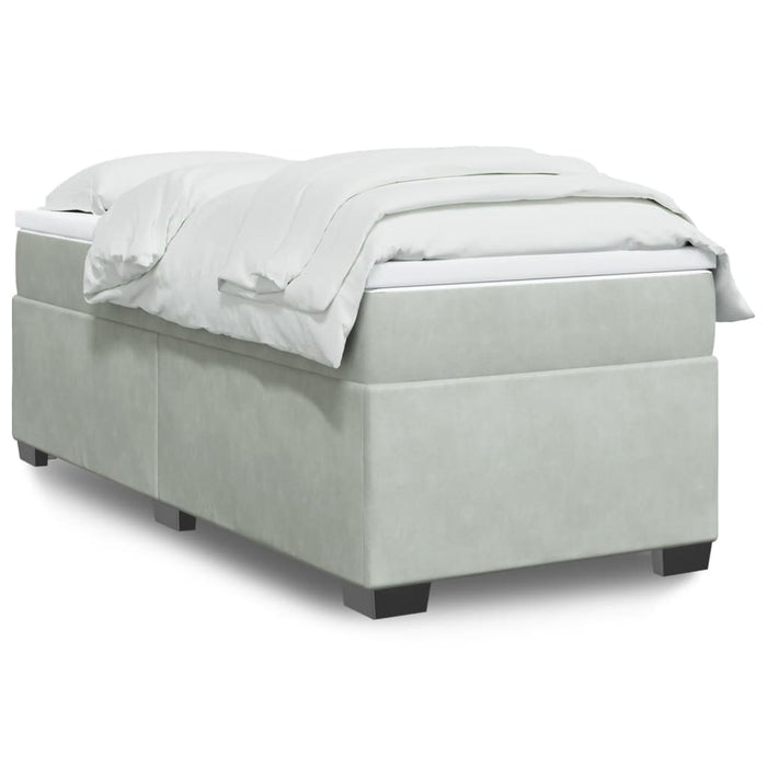 Pat continental cu saltea, gri deschis, 80x200 cm, catifea - WALTI WALTI