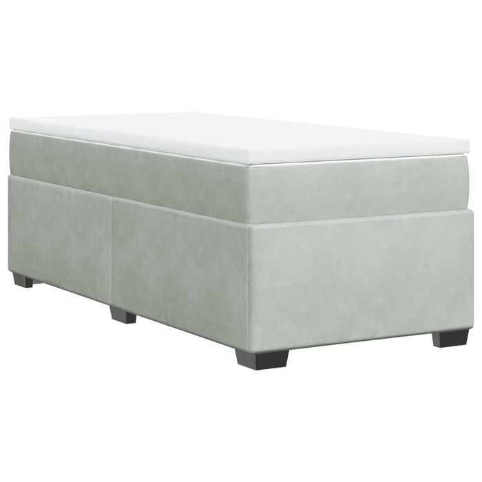 Pat box spring cu saltea, gri deschis, 90x190 cm, catifea - WALTI WALTI