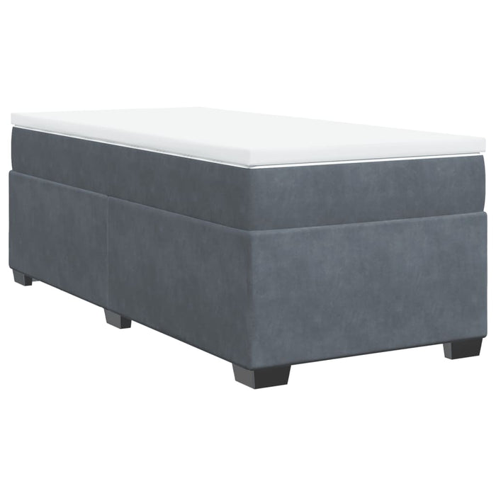 Pat box spring cu saltea, gri închis, 90x190 cm, catifea - WALTI WALTI