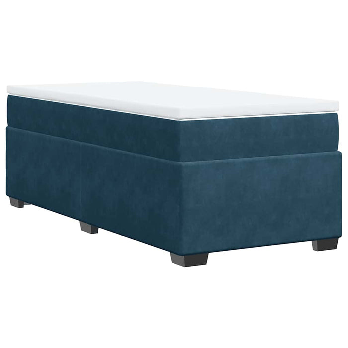 Pat box spring cu saltea, albastru închis, 90x190 cm, catifea - WALTI WALTI