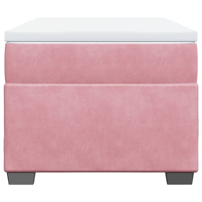 Pat box spring cu saltea, roz, 90x190 cm, catifea - WALTI WALTI