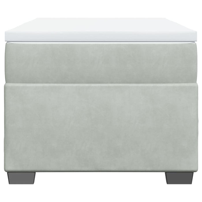 Pat box spring cu saltea, gri deschis, 90x200 cm, catifea - WALTI WALTI