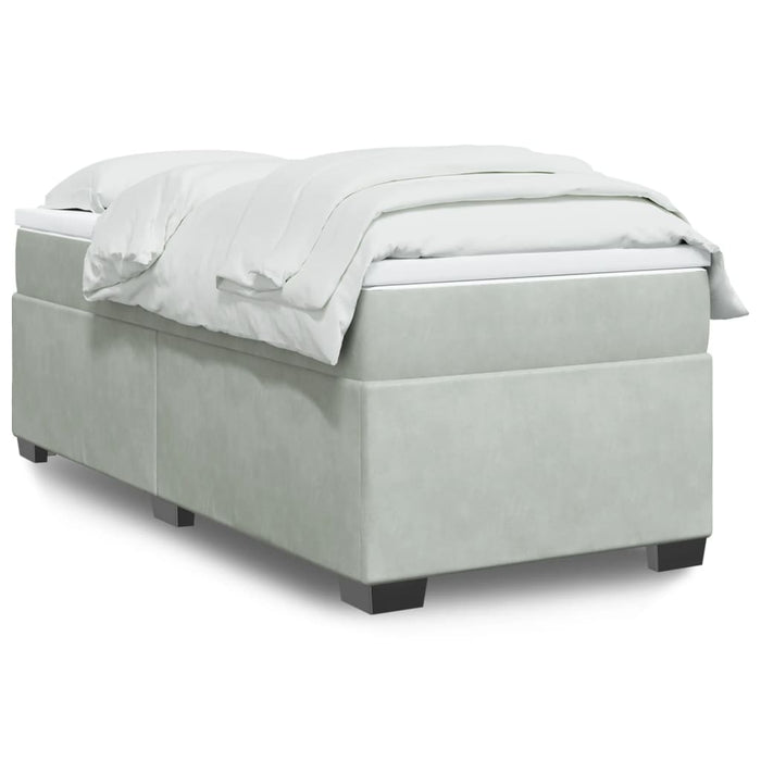 Pat box spring cu saltea, gri deschis, 90x200 cm, catifea - WALTI WALTI