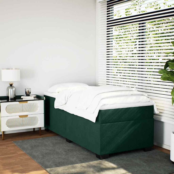 Pat box spring cu saltea, verde închis, 90x200 cm, catifea - WALTI WALTI