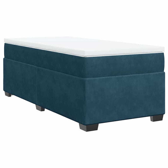 Pat box spring cu saltea, albastru închis, 90x200 cm, catifea - WALTI WALTI