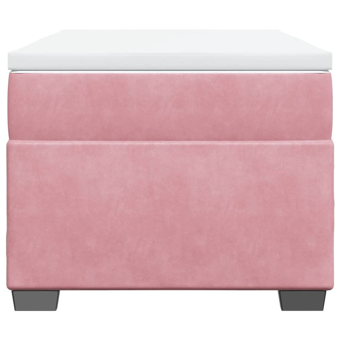 Pat box spring cu saltea, roz, 90x200 cm, catifea - WALTI WALTI