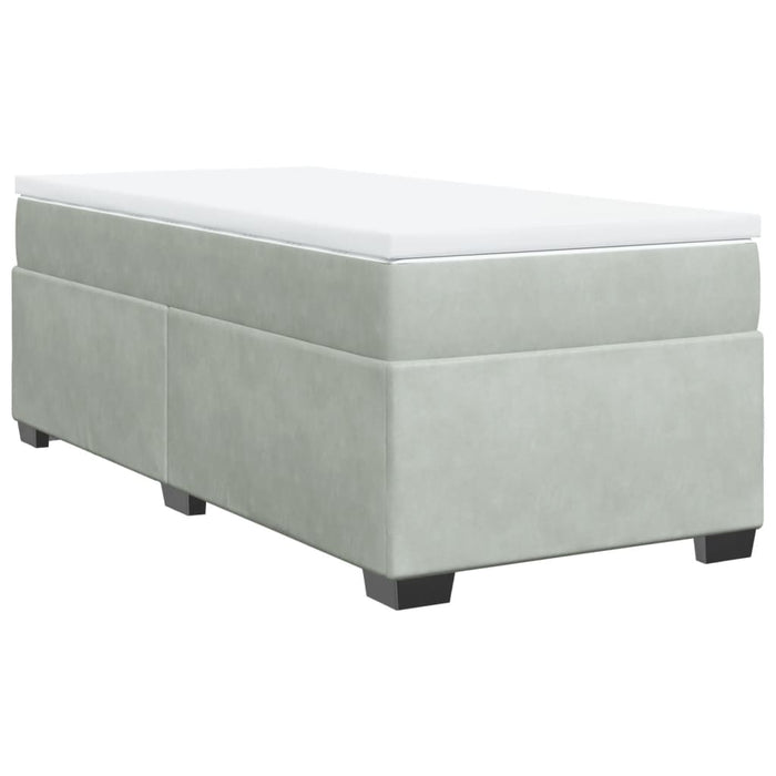 Pat box spring cu saltea, gri deschis, 100x200 cm, catifea - WALTI WALTI