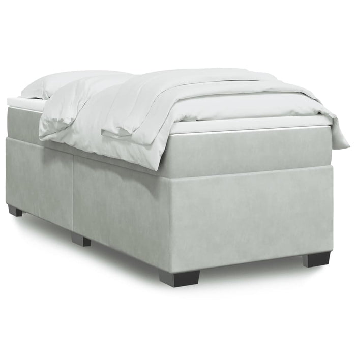 Pat box spring cu saltea, gri deschis, 100x200 cm, catifea - WALTI WALTI