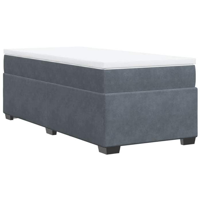 Pat box spring cu saltea, gri închis, 100x200 cm, catifea - WALTI WALTI